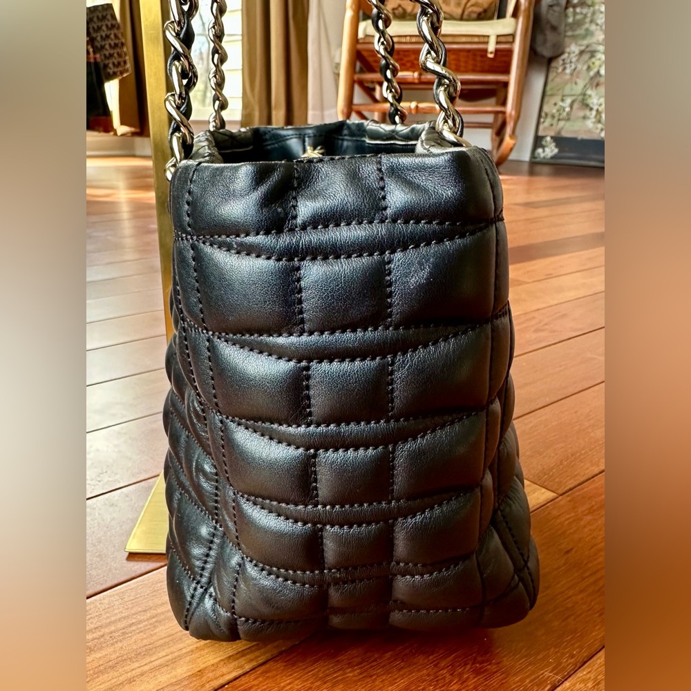 kate spade Black Quilted Leather Chain-HandleShoulder Bag w Storybook lining - Picture 5 of 11